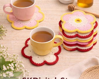 Flower Coaster Crochet Pattern | Beginner Friendly Cozy Set (PDF Pattern)