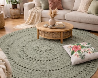 Modello per tappeto all'uncinetto / Decorazione per pavimento in stile boho (download digitale PDF)