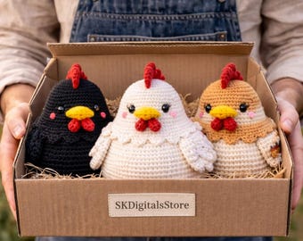 Amigurumi Chicken Crochet Pattern PDF, Stuffed Plush Animal Toy (Instant Download)