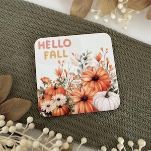 Autumn Floral Pumpkin Coasters: Fall Home Decor, Thanksgiving Gift