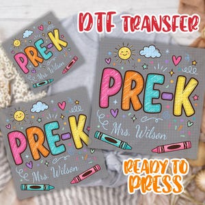 Personalized Pre-K Teacher Dtf,  Doodle Crayon DTF Transfer, Back To School Dtf,
