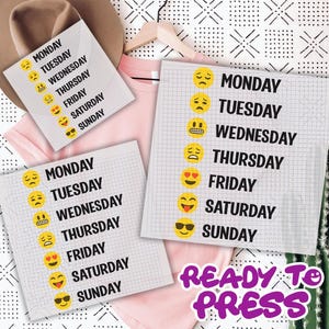 Weekly Emoji Life EMOJI DTF Transfer,Assorted Colors Kids Dtf Gang Sheet