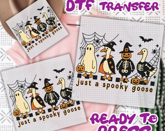Spooky Goose Halloween DTF Transfer, Just a Spooky Goose Dtf,  Funny Goose Skeleton Witch Pumpkin Ghost Dtf Gang Sheet, Cute Horror Dtf