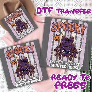Preppy Spooky Halloween DTF Transfer, Striped Haunted House  Dtf, Funny Halloween  Dtf,  Spooky Summer  Dtf, Coquette Pumpkin  Dtf,