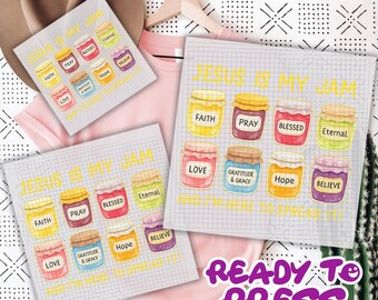 Jesus Is My Jam Dtf, Christian Dtf, Jesus Lover Dtf,Faith Based Dtf Gang Sheet,Bible Verse DTF Transfer,Religious Mom Dtf,Gift for Christian