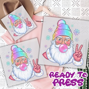 Pink SantaDTF Transfer, Santa Bubble Gum   Dtf Gang Sheet, Funny Santa Retro Christmas Dtf,  Merry Christmas Gift,Holiday Present Idea