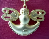 FREE SHIPPING New Pendant Precolombino gold 24 k plated vessel for initiation Aztec rituals jewelry