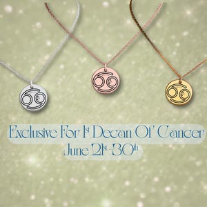 Customized 1st Decan Cancer Gift | 18K Gold, Rose Gold, Stainless Steel Zodiac Necklace & Message Card | June 21-30 Coin Pendant Medallion