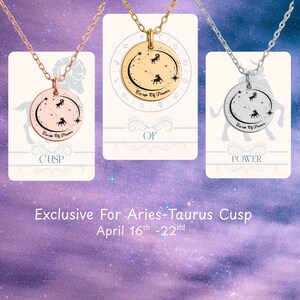 Gepersonaliseerde Ram Stier Cusp-ketting | Gegraveerde sterrenbeeld sterrenbeeld hanger | Cusp Of Power Hypoallergene aanslagbestendige sieraden
