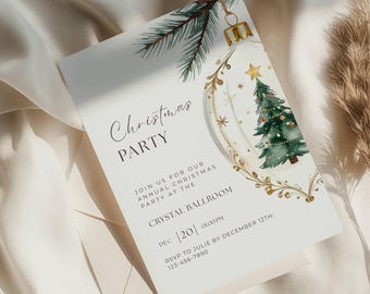 Christmas Invitation Template | Work Christmas Party Invite | Family Christmas Gathering | Holiday Party Invite | Editable Canva Download