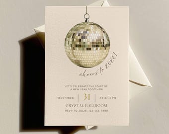 New Year's Eve Invitation Template | New Year's Party Invite | New Year's Eve Party | Holiday Party Invite | Gold | Editable Canva Download
