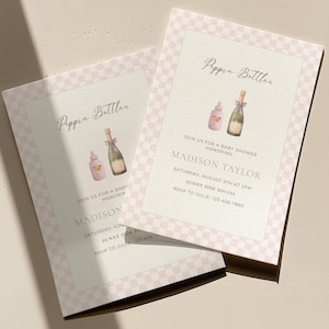 Poppin Bottles Baby Shower Invitation, Couples Baby Shower, Baby Girl Shower, Coed Baby Shower, Digital Invite, Minimalist, Champagne