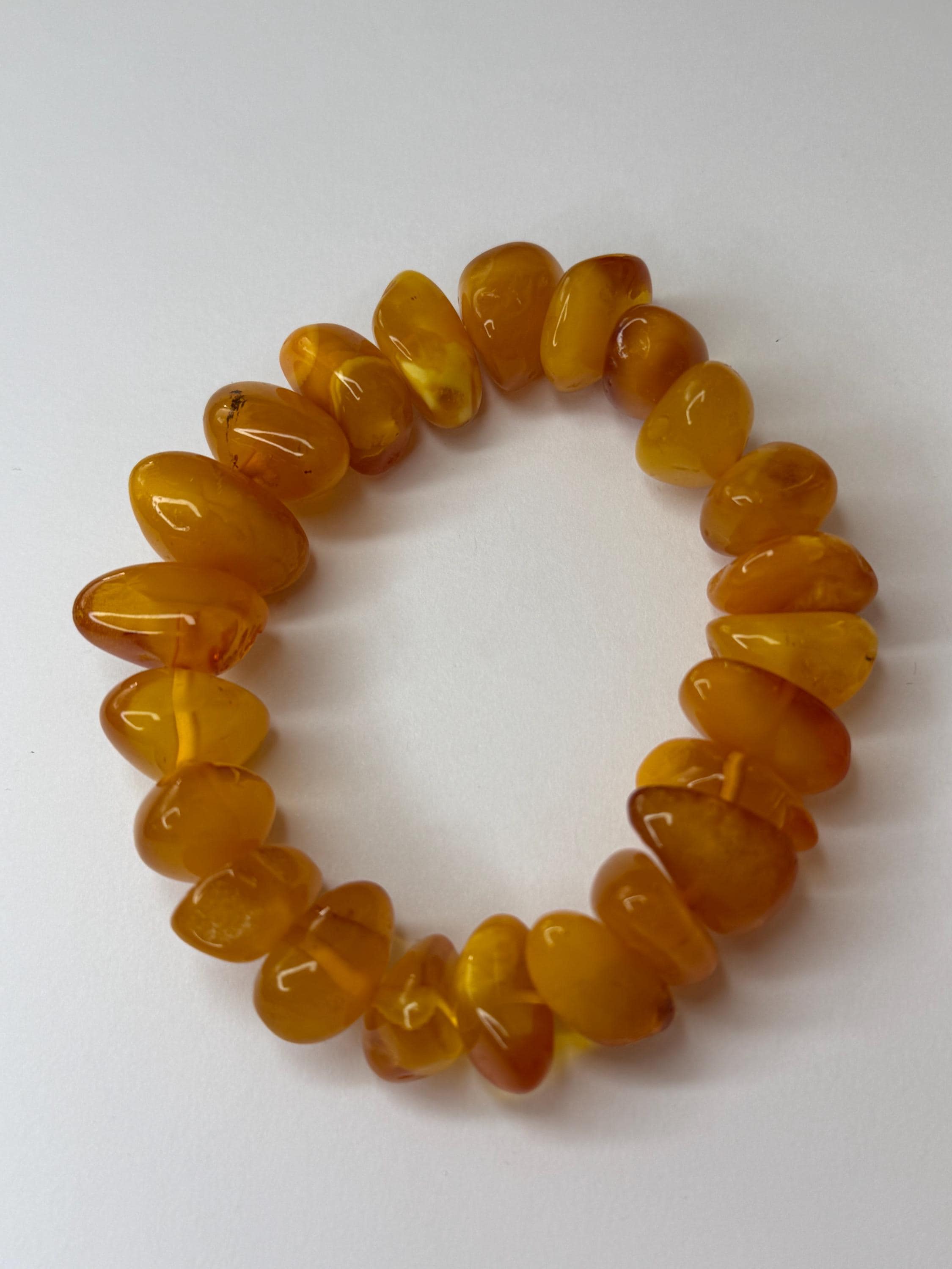 Genuine Vintage Amber Stone Beads Bracelet on Elastic String.natural ...