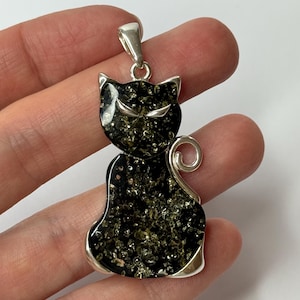 Natural Baltic Amber Pendant.Amber Stone CAT Pendant.Genuine Amber Stone Jewelry Pendant.Amber Jewelry.Sterling Silver 925 Cat Pendant Amber