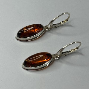 Natural Baltic Amber Stone Earrings.Gemstone Earrings.Amber Dangle Earrings with Sterling Silver.Genuine Amber Gift for Women.Amber Jewelry.