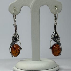 Natural Baltic Amber Stone Earrings.Gemstone Earrings.Amber Dangle Earrings with Sterling Silver.Genuine Amber Gift for Women.Amber Jewelry.