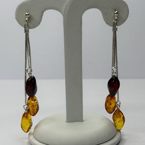 Natural Faceted Amber Dangle Earrings.Gemstone Earrings Jewelry.Amber Earrings with Sterling Silver925.Genuine Amber Jewelry Gift for Women.