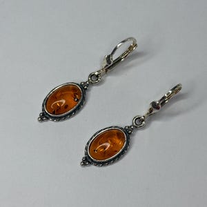 Natural Baltic Amber Stone Earrings.Gemstone Earrings.Amber Dangle Earrings with Sterling Silver.Genuine Amber Gift for Women.Amber Jewelry.