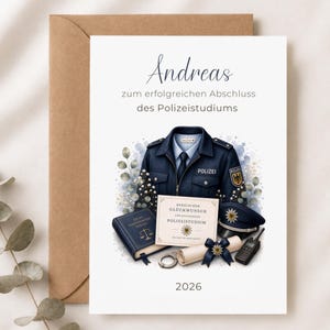 Polizei Abschluss Karte personalisiert | Glückwunsch zum Polizeistudium | Name & Jahreszahl personalisierbar | Polizei Geschenk