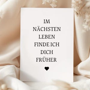 Liebeskarte mit Spruch „Im nächsten Leben finde ich dich früher“ – Karte für Jahrestag, Valentinstag, Karte für Partner, Freund, Freundin