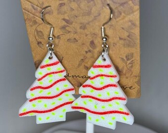 Pendientes de árbol de Navidad, joyería festiva, accesorio navideño, diseño novedoso inspirado en la comida, gancho plateado, decoración para dulces y postres.