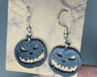 Pendientes de calabaza de Halloween, colgantes de Jackolantern, accesorio de joyería, declaración de disfraz, diseño de cara espeluznante de otoño, naranja, otoñal, temporada gótica