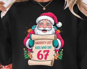 Père Noël dit six sept ans PNG, Noël Png, professeur drôle Noël 67 png, liste coquine enfants qui disent 67 meme png, tshirt de Noël tendance Png