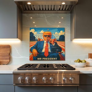 Dosseret de poêle en verre trempé Trump - Planche de nouilles de cuisine, couvercle de poêle résistant à la chaleur, planche à découper patriotique, décoration de cuisine rustique