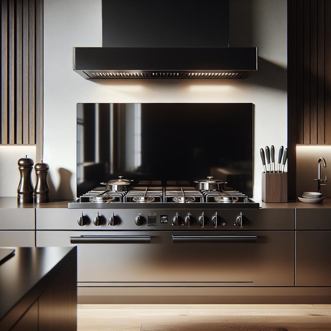 Black Tempered Glass Kitchen Backsplash, Stove Backsplash, Heat ...