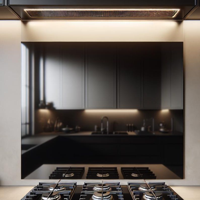 View of Black Tempered Glass Kitchen Backsplash, Stove Backsplash, Heat ...