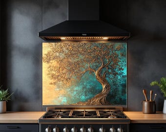 Textured Olive Glass Backsplash for Kitchen Decor Splashback Tempered Glass Kitchen Backsplash Behind Stove Back Cover Stove Wall Protecto