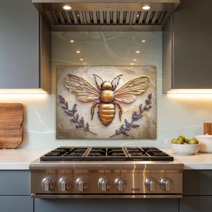 Bee Tempered Glass Kitchen Backsplash Heat Resistant Backsplash Behind Stove Rustic Stove Backsplash Stove Splash Guard Splashback Tile