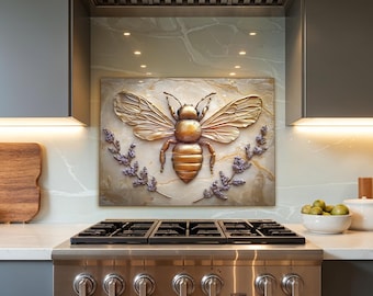 Bee Tempered Glass Kitchen Backsplash Heat Resistant Backsplash Behind Stove Rustic Stove Backsplash Stove Splash Guard Splashback Tile