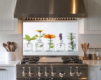 Kitchen Backsplash Stove Back Cover Tempered Glass Wall Art Stove Top Cover for Gas Kitchen Decor Splashback Behind Stove Rustic Backsplash