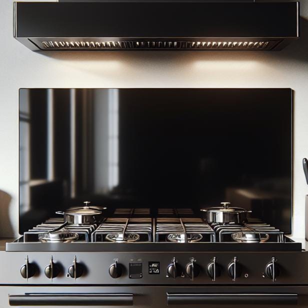 Black Tempered Glass Kitchen Backsplash, Stove Backsplash, Heat ...