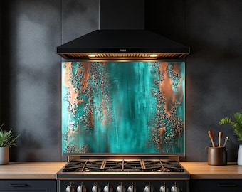 Rustic Patina Glass Backsplash for Kitchen Tempered Glass Backsplash for Kitchen Backsplash Behind Stove Back Cover Rustic Stove Splash Back