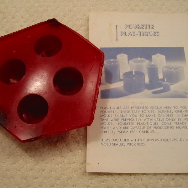 vintage 'plas-tique' votive candle mold by Pourette. . . .includes instruction booklet . . . . . from the 1970's