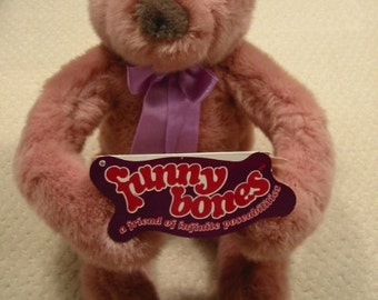 vintage plush rose colored Funny Bones jointed bear by Mary Meyer . . 1995 . . never played with . . has been on display only . . Bear Bones