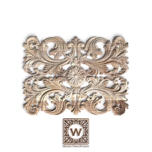Baroque Style Wood Onlay | Intricate Rosette Applique | Ornamental Acanthus