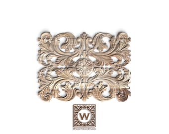 Baroque Style Wood Onlay | Intricate Rosette Applique | Ornamental Acanthus