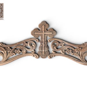 Floral Religious Onlay – Floral Cross Applique for Church or Icon Decoration
