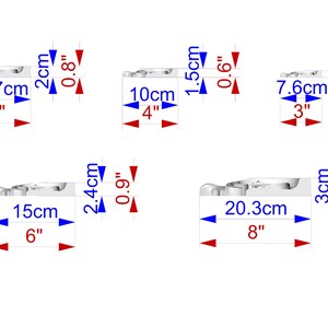 five different measurements or dimensions, each represented by a blue and red scale. The measurements are in centimeters and are labeled with the corresponding scale. The image is a collage of five separate images, each depicting a different measurement. The image does not contain any redundancy or vague descriptions, and it does not include any phrases like 'The image depicts', 'The image displays', 'The image shows', 'In the image', 'The image captures', or 'The image features'.