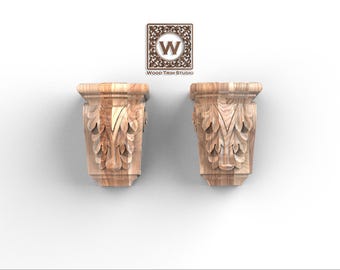 Set met houten consolebeugels, decoratief gesneden ondersteuning, klassieke architecturale consoles voor planken en mantels