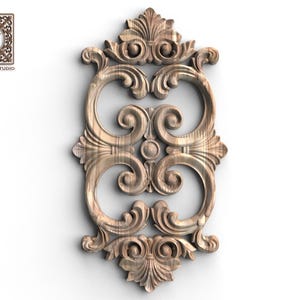 Paint Grade C-Scroll Frame Applique — Finger Jointed Wood Onlay with Shell Crests