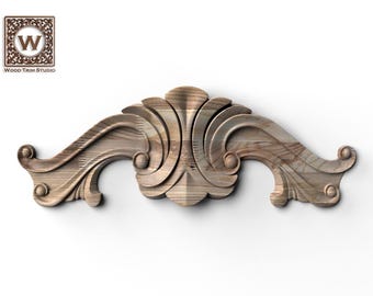 Baroque Style Wood Onlay – Elegant Curved Applique for Interior Trim