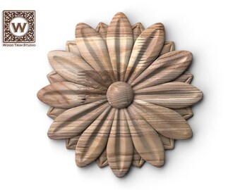 Wood Rosette Applique | Carved Flower Medallion for Furniture