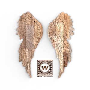 Natural Wood Angel Wings, 1pair – Feathered Angelic Art – Christian Home Accent