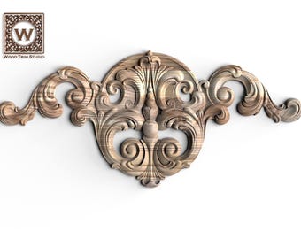 Decorative Hardwood Onlay with Scroll Motif – Classic Rococo Ornament