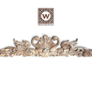 Incrustaciones decorativas de madera / Elegante diseño de cisne y concha con acanto