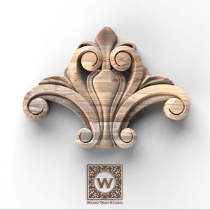 Decorative Acanthus Accent – Carved Wood Applique for Stair Panels or Newel Posts